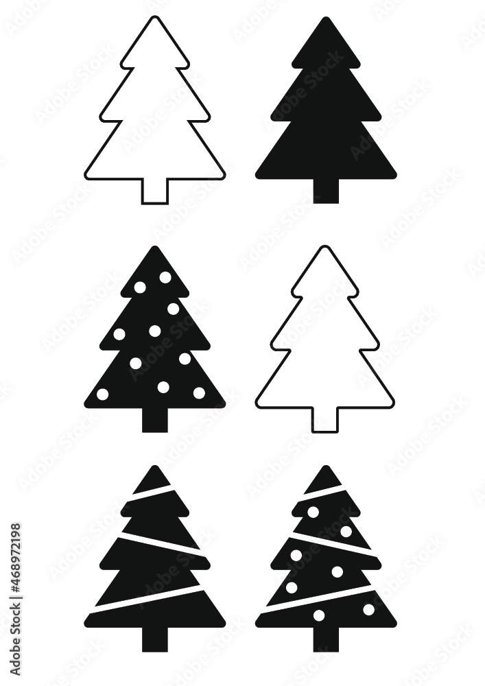 Christmas tree simple vector icons multipack Christmas tree simple vector icons multipack