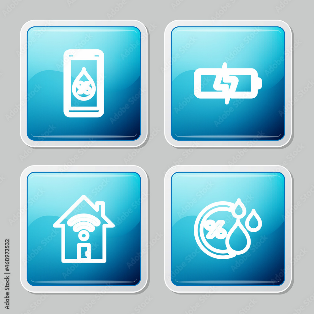 Set line Humidity for smart home, Battery, Smart with wi-fi and icon. Vector Set line Humidity for smart home, Battery, Smart with wi-fi and icon. Vector