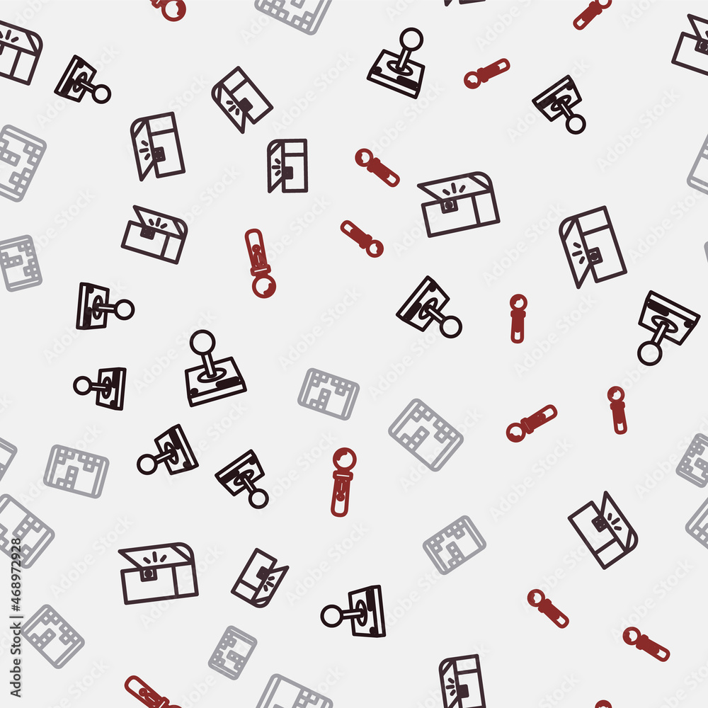 Set line Joystick for arcade machine, Chest game, Portable video console and VR controller on seamless pattern. Vector Set line Joystick for arcade machine, Chest game, Portable video console and VR controller on seamless pattern. Vector