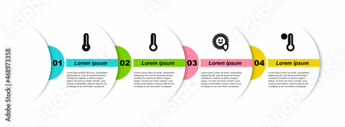 Set line Meteorology thermometer, , UV protection and . Business infographic template. Vector
