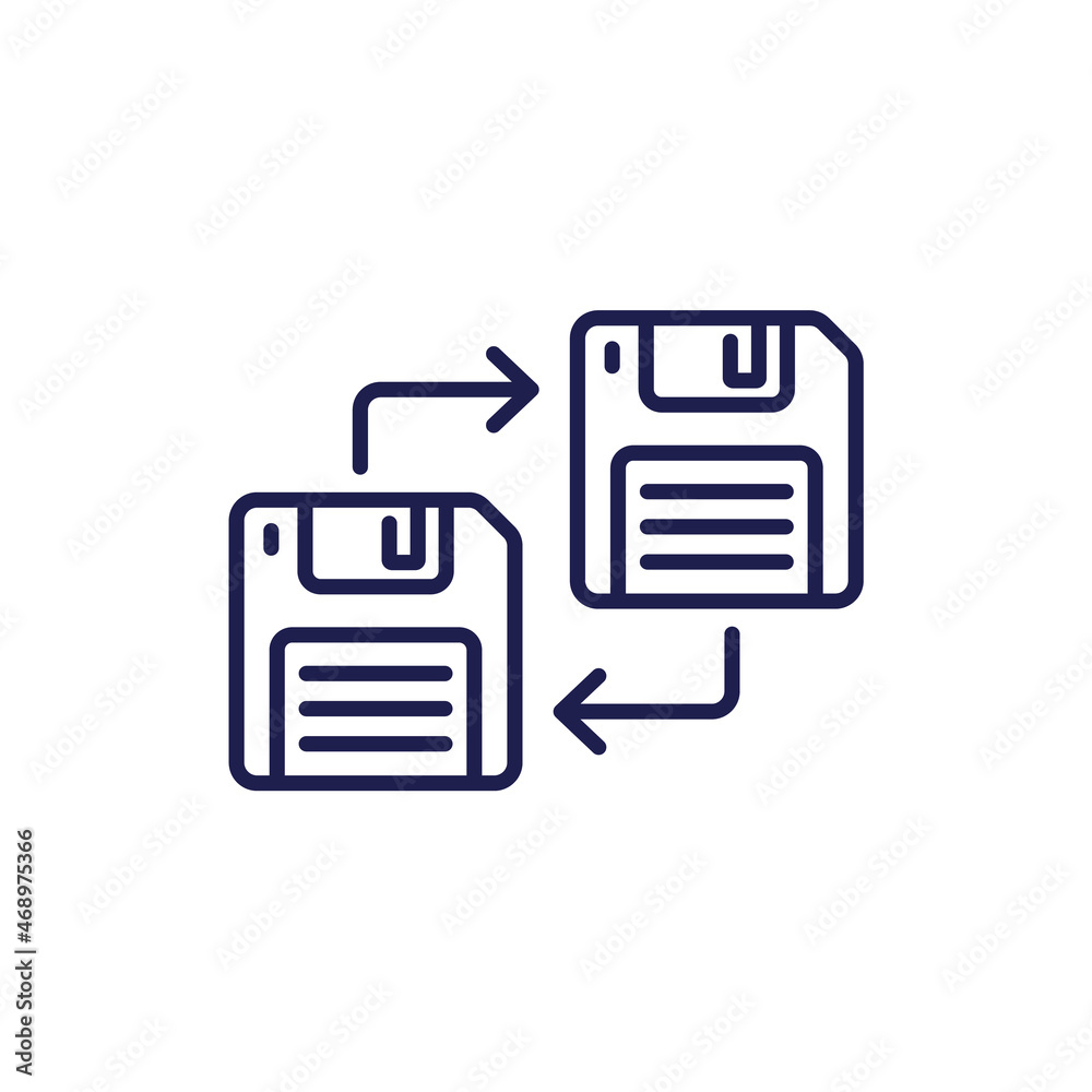 backup line icon with a floppy disk