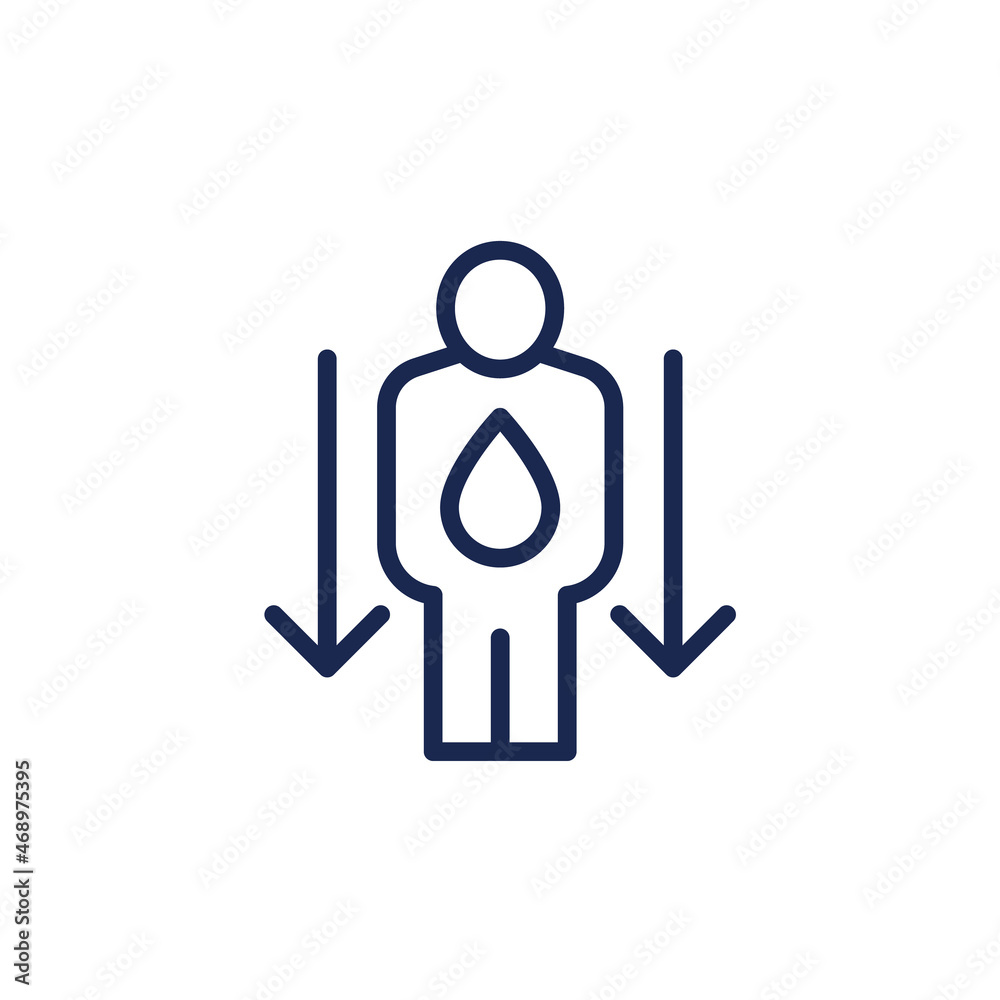 dehydration, low body water line icon dehydration, low body water line icon