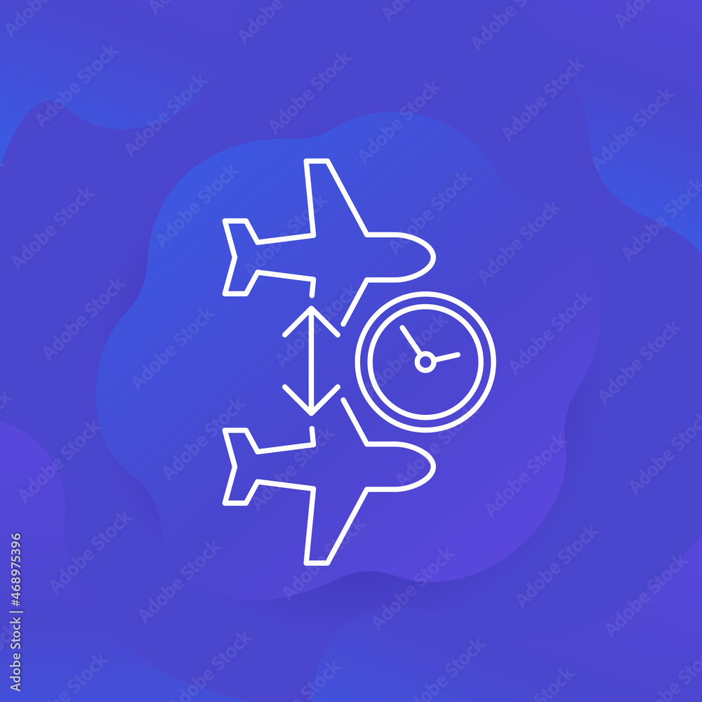 connecting flight, transit time line vector icon connecting flight, transit time line vector icon