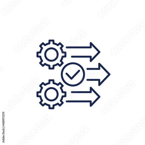 process, operation icon with gears, line vector