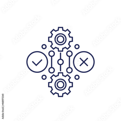 positive and negative line icon with gears