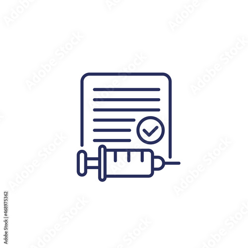 vaccination certificate or card line icon