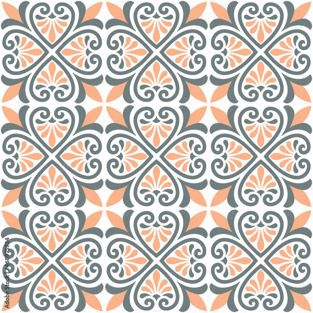 Decorative pattern for the background, tile and textiles. It is assembled from modular parts. Vector. Seamless. Decorative pattern for the background, tile and textiles. It is assembled from modular parts. Vector. Seamless.