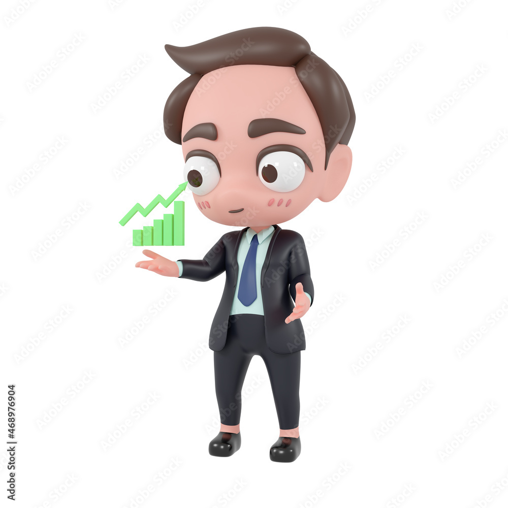 Businessman Cartoon SD Model 3D render Character. 3d rendering. image clipping paht