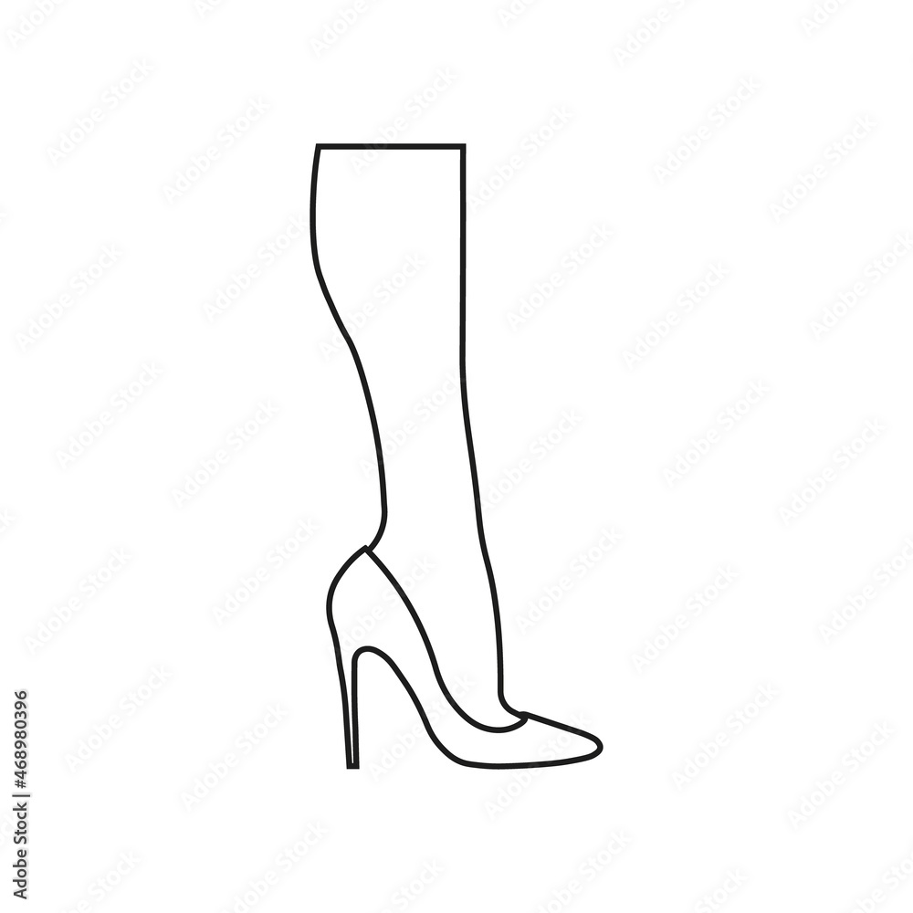 Female legs in high-heeled shoe icon. Vector. Line style. Female legs in high-heeled shoe icon. Vector. Line style.
