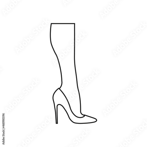 Female legs in high-heeled shoe icon. Vector. Line style. 