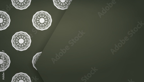 Dark green background with mandala white pattern and place under your logo or text