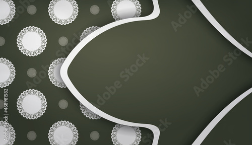 Dark green background with vintage white ornament for design under your logo