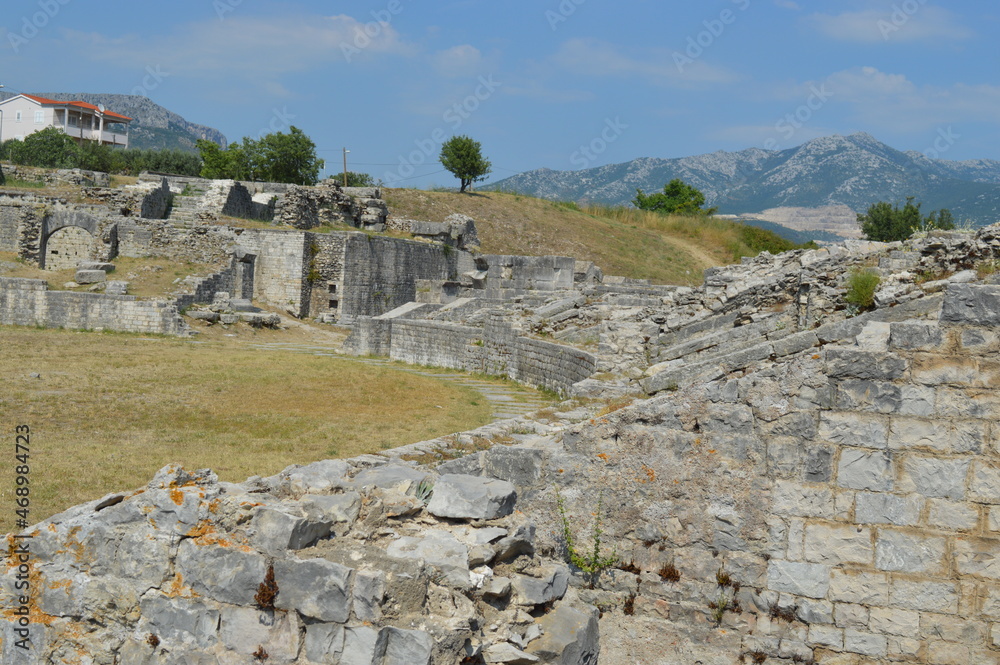 The Salona amfiteatar near the city of Split, Croatia 