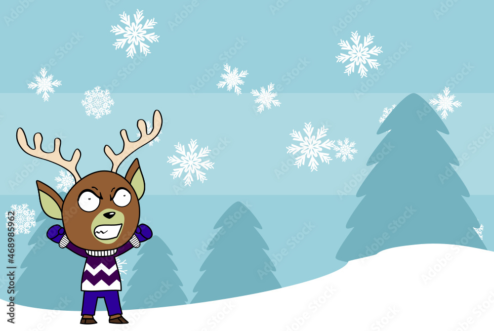 Fototapeta premium funny reindeer character cartoon christmas background illustration in vector format