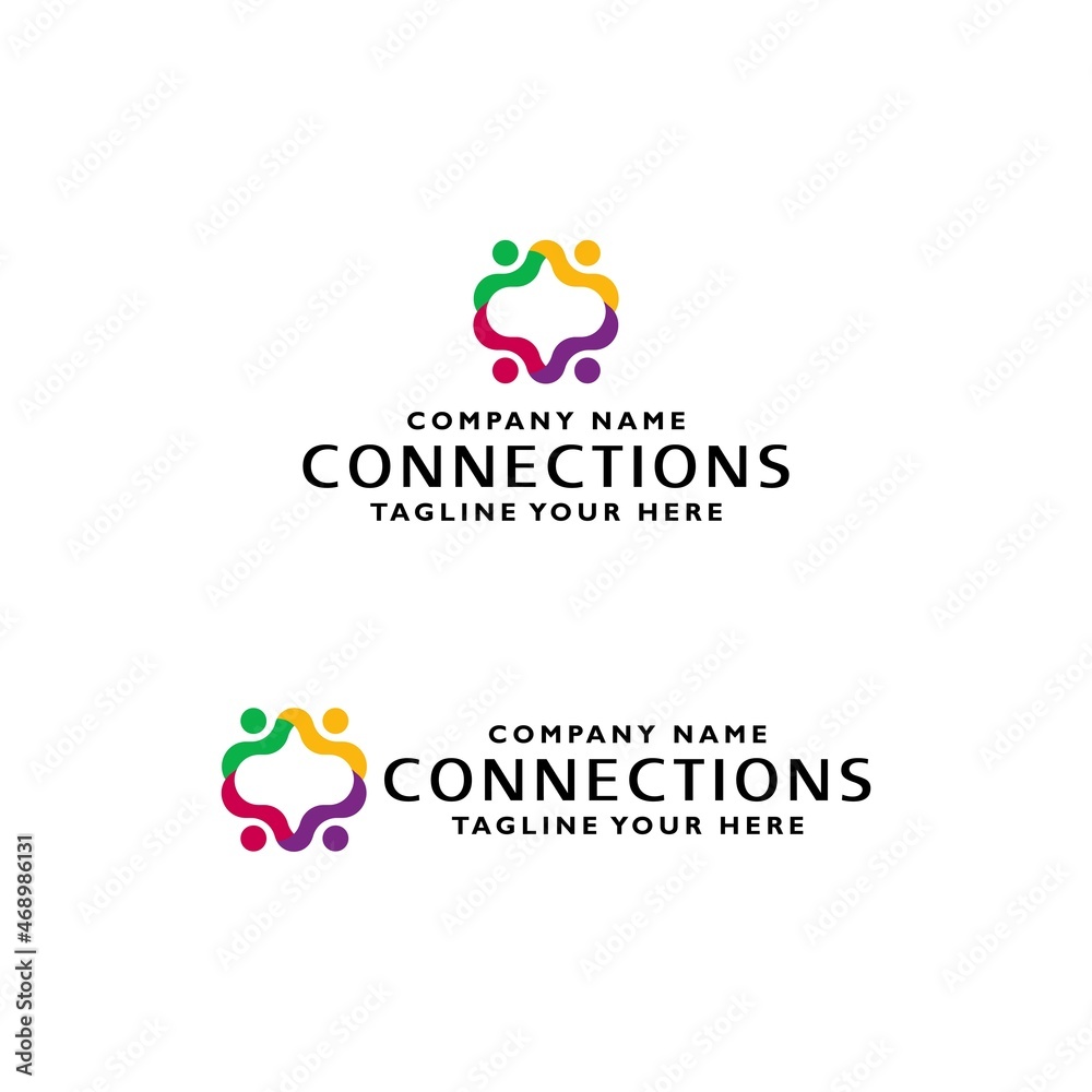 People Connecting Logo. Communication, Family, Social Care, Children, Sports, symbolic sign. Design Vector Icon Illustration.