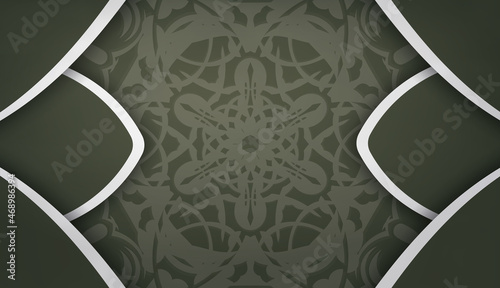 Dark green banner with abstract white pattern and place for logo or text