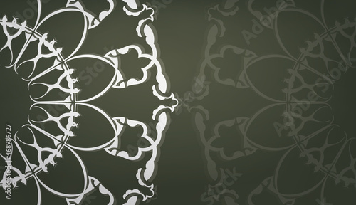 Dark green banner with antique white ornaments and place for your text