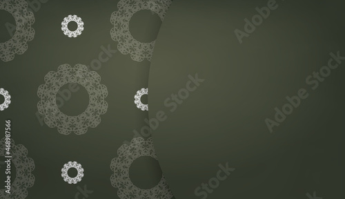 Dark green banner with Indian white ornaments for design under your text