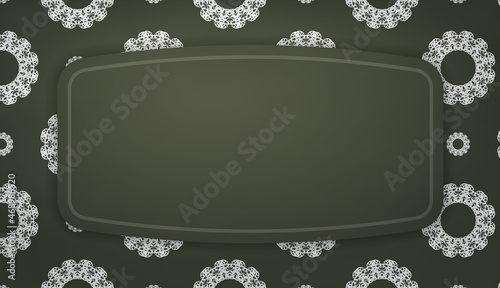 Dark green banner with luxurious white pattern for logo design