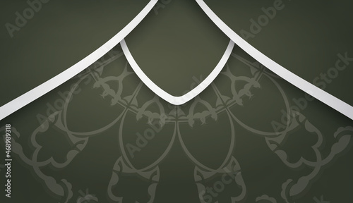 Dark green banner with vintage white pattern and place under your text
