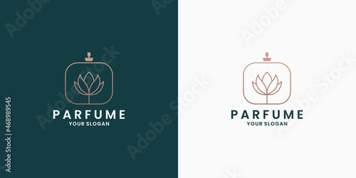 minimalist perfume flower logo design with line art style