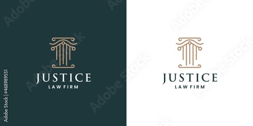 justice lawyer pillar logo design monogram