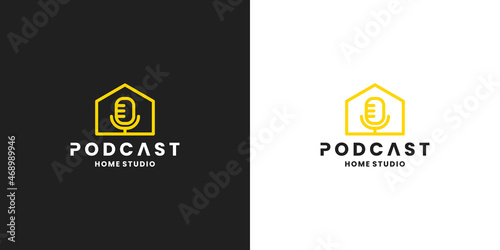 podcast studio house logo design template