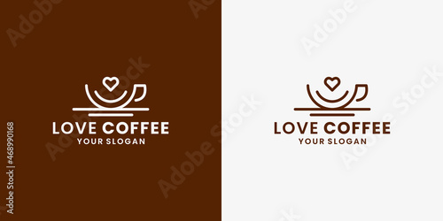 love coffee logo design. love with coffee cup combination logo design