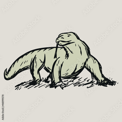 komodo dragon hand drawn  editable vector file for your brand  logo  icon  or all of your graphic needs.