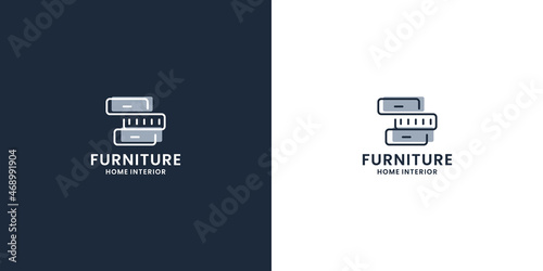 drawer logo design line art with silhouette logo design for furniture company