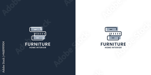 drawer logo design line art with silhouette logo design for furniture company