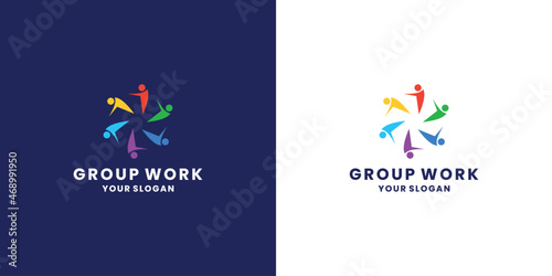 abstract human community logo design template