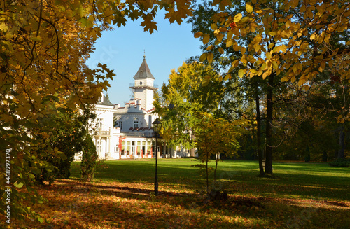 Fototapeta Naklejka Na Ścianę i Meble -  Neo-Gothic castle in the palace park in Radziejowice. Autumn in Radziejowice Poland.