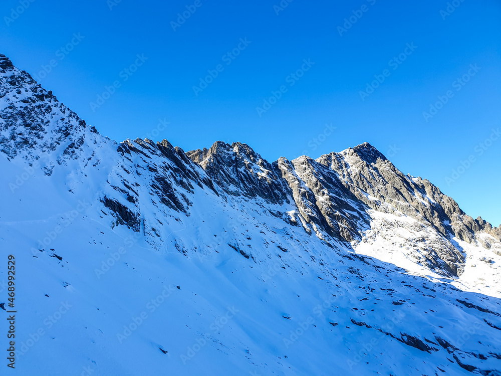 snow covered mountains, Negoiu Peak, Fagaras Mountains, Romania 