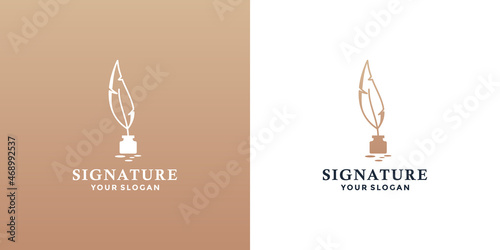 luxury classic stationery logo design. feather pen logo template