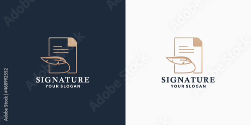 feather pen with note logo design inspiration