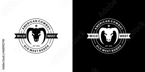 wild west, american cowboy logo design vintage
