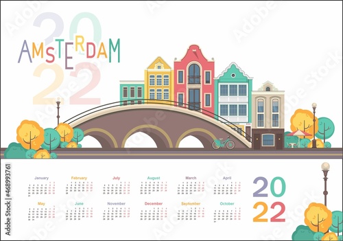 2022 english city calendar cozy city Amsterdam
