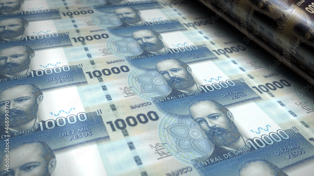 Naklejka premium Chile Pesos money banknotes pack 3d illustration