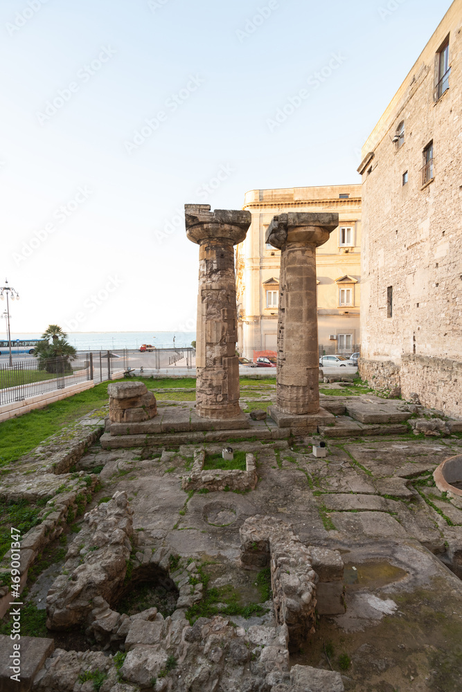 Medival columns in Taranto, Italy