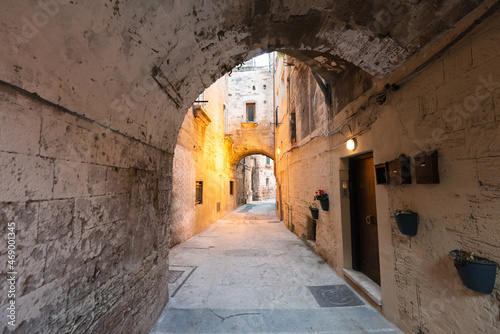 Narrow Italian street in old town  Taranto. Italy