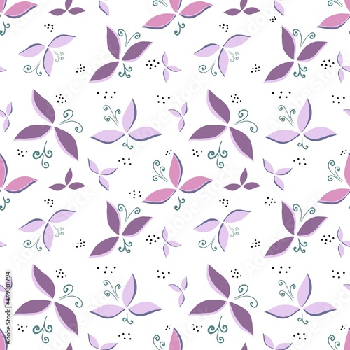 Seamless pattern with plant elements on a dark background.Design for clothing fabric and other items.