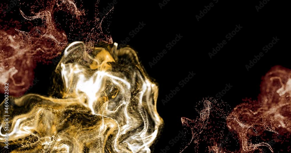 Animation of white and red particle vapours moving on black background