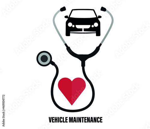 car engine, service maintenance concept. editable vector.
