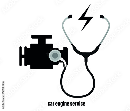 car engine, service maintenance concept. editable vector.
