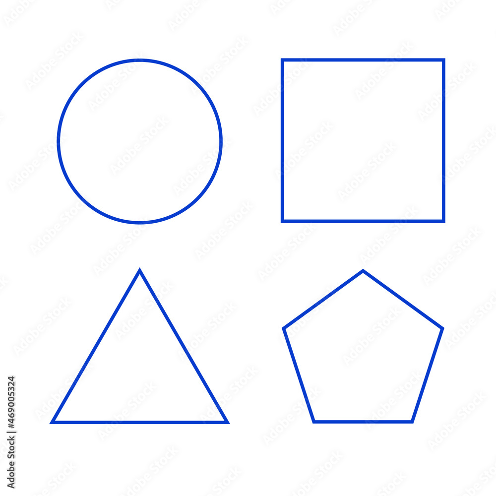 Ensemble de formes géométriques. Carré, cercle, triangle, pentagone. Illustration vectorielle.