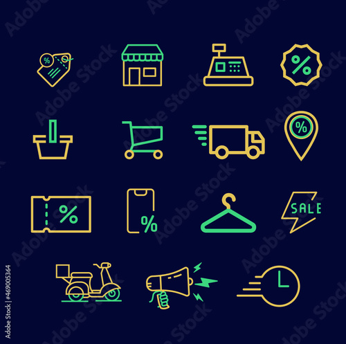 Collection of 15 outlined icons for ecommerce and Shopping
