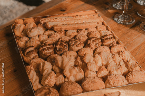 Healthy baked goods on a tray photo