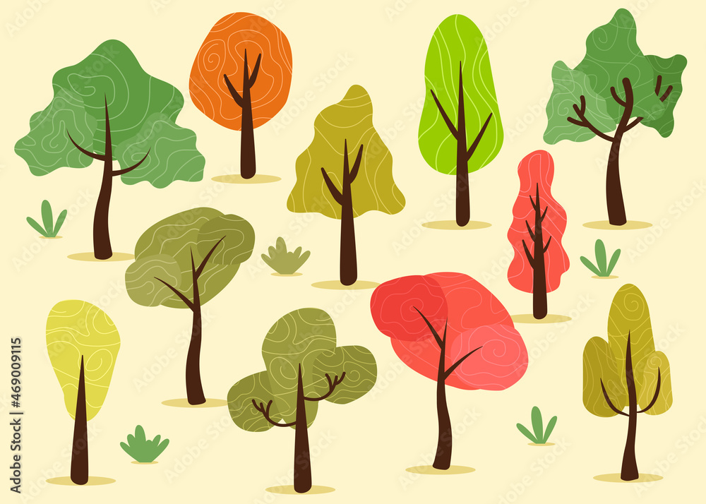 Fototapeta premium Hand drawn tree collection design