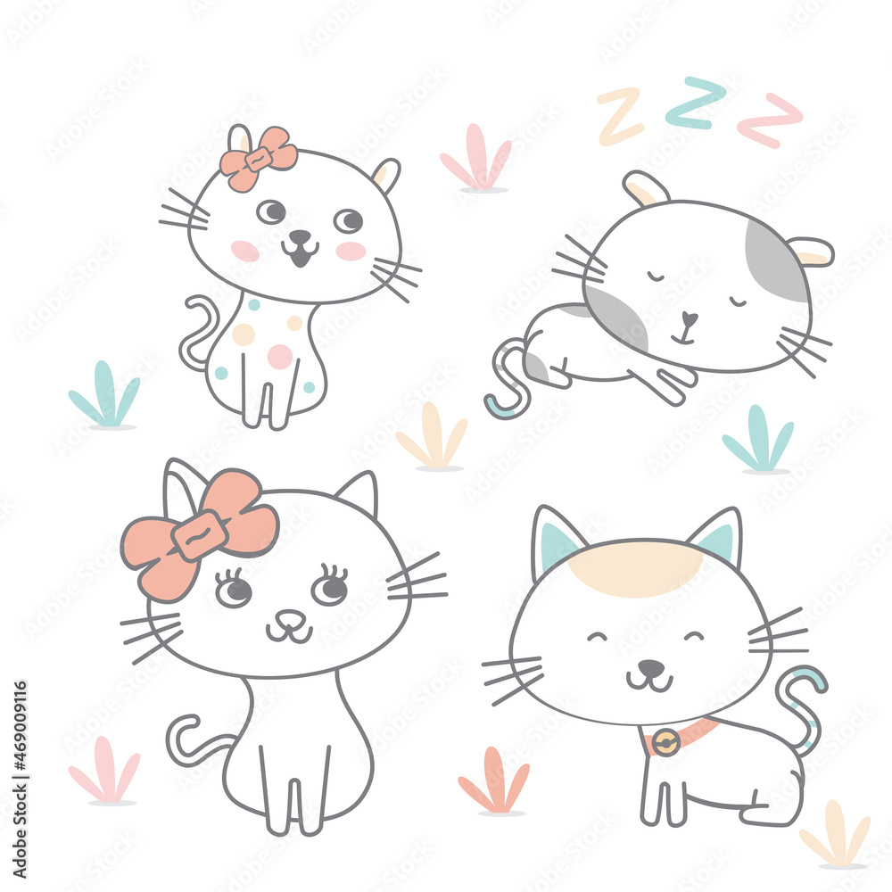 Cute cats collection design. Animal cats cartoon Cute cats collection design. Animal cats cartoon